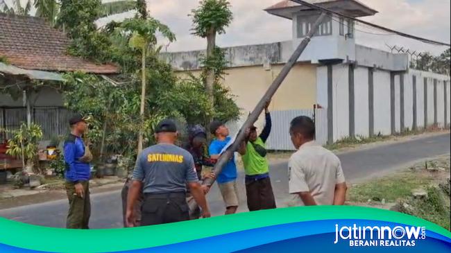 Tak Berizin, Empat Tiang Kabel Fiber Optik di Tulungagung Dirobohkan Petugas