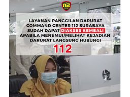 Layanan 112 Surabaya kembali normal