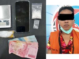 Kolase pengedar dan barang bukti narkoba jenis sabu (Foto: Satresnarkoba Polrestabes Surabaya)