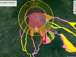 Peta kawasan rawan bencana (KRB) Gunung Semeru. (Foto: Dok. ITS)