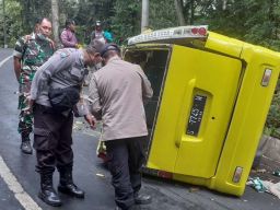 Mobil Elf Terguling di Sengkan Mayit Ijen Banyuwangi, Belasan Orang Terluka