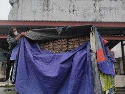 Truk bermuatan telur infertil yang diamankan Polres Mojokerto Kota. (Foto: Nor for jatimnow.com)