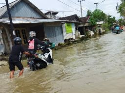 Banjir kembali menggenangi 2 desa di Lamongan. (Foto: Adyad Ammy Iffansah/jatimnow.com)