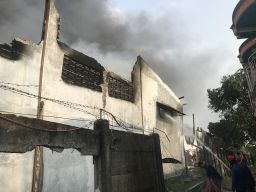 Pabrik pengolahan rotan di Trosobo, Taman, Sidoarjo yang terbakar (Foto: Zainul Fajar/jatimnow.com)