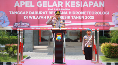 Polres Gresik Gelar Apel Tanggap Darurat Bencana, Tekankan 8 Poin Penting
