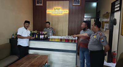 Ratusan Botol Miras Diamankan Polsek Brondong Lamongan
