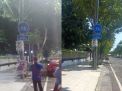 Kolase banner paslon Machfud Arifin Mujiaman (MAJU) terpasang di Jalan Wijaya Kusuma, Surabaya yang kemudian hilang