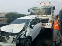 Tiga Kendaraan Terlibat Kecelakaan Karambol di Tol Dupak