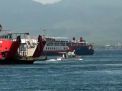Kapal-kapal yang dikerahkan Baharkam Polri melakukan pencarian korban tenggelamnya KMP Yunicee