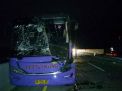 Bus Restu Mulya yang menabrak truk fuso di Tol Pandaan-Malang 