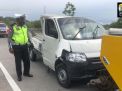 Salah satu mobil pikap yang terlibat kecelakaan di Tol Pandaan, Pasuruan
