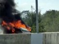 Sebuah Mobil Terbakar Tol Singosari, Malang