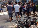 Kondisi TKP kecelakaan di depan Pasar Desa Sendangrejo, Kec. Ngimbang, Kab. Lamongan. 