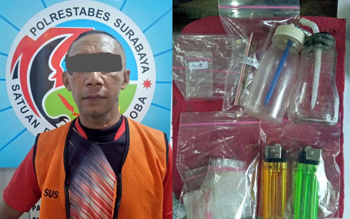 Kolase oknum Satpol PP dan barang bukti narkoba diamankan polisi (Foto: Satresnarkoba Polrestabes Surabaya)