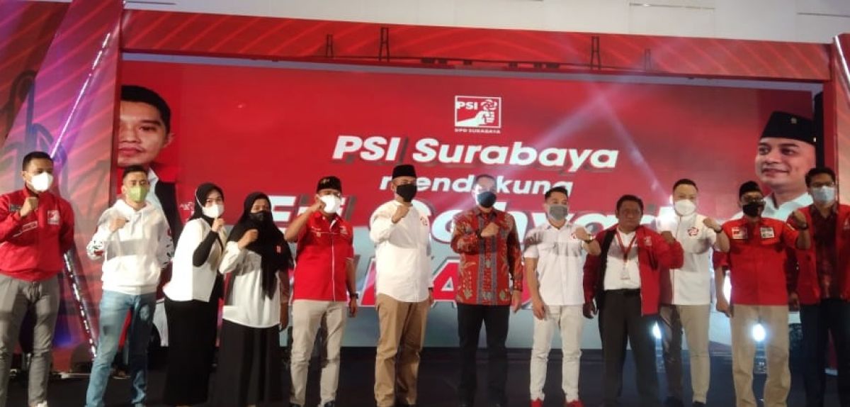 Dewan Pengurus Daerah (DPD) Partai Solidaritas Indonesia (PSI) Surabaya resmi dikukuhkan. (Foto: Ni'am Kurniawan/jatimnow.com)