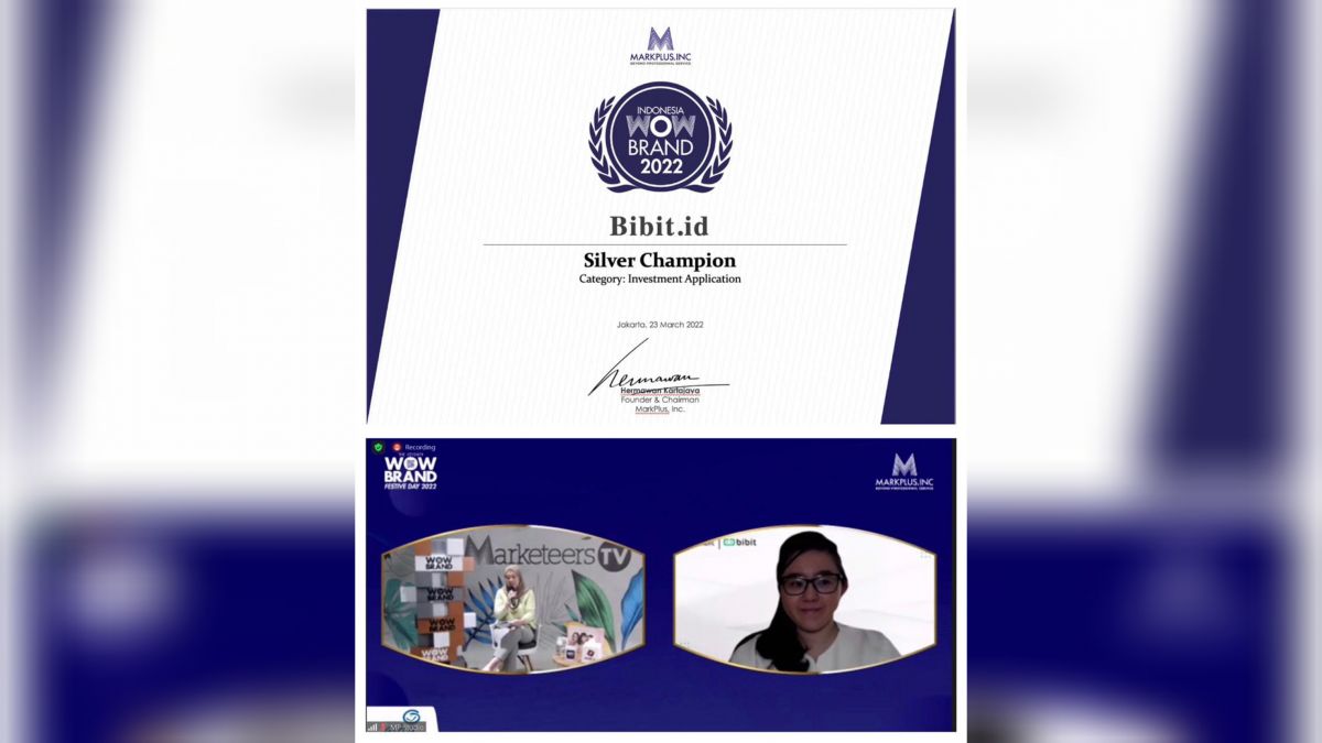 Bibit.id penghargaan Indonesia WOW Brand 2022 dari MarkPlus, Inc.