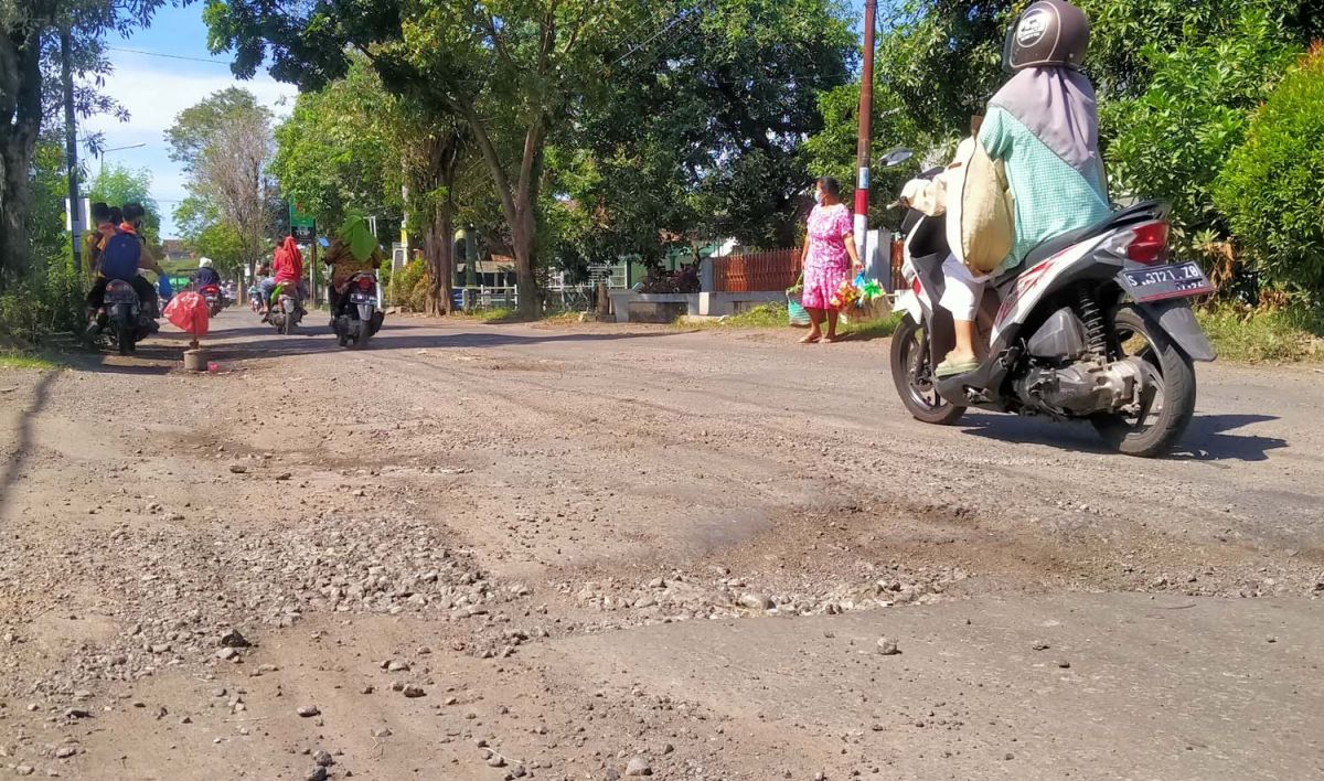 Kondisi jalan rusak di Desa/Kecamatan Bareng, Kabupaten Jombang (Foto: Elok Aprianto/jatimnow.com)