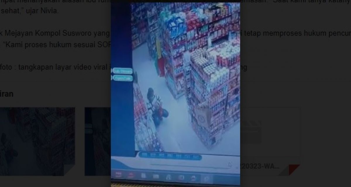 Tangkapan layar video ibu rumah tangga mencuri minyak goreng.(Foto: TikTok)