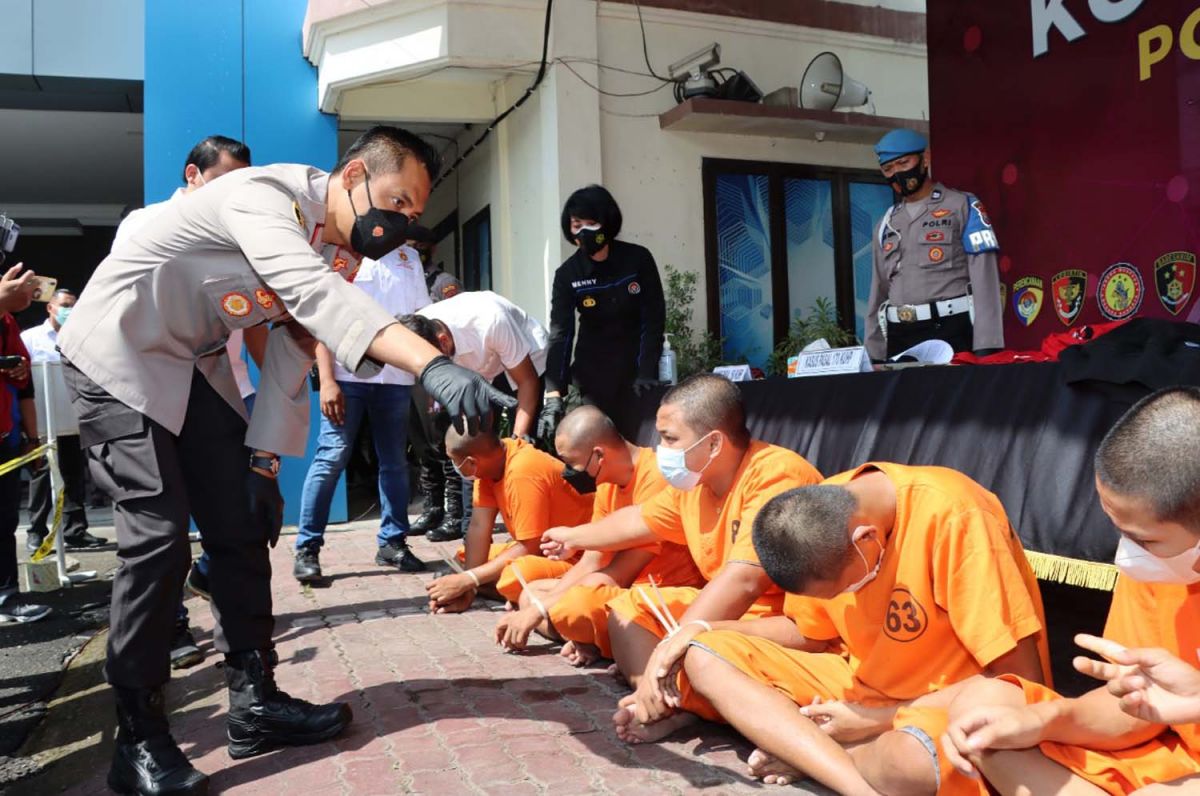 Polres Tulungagung ungkap kasus pengeroyokan libatkan para pesilat (Foto: Humas Polres Tulungagung)