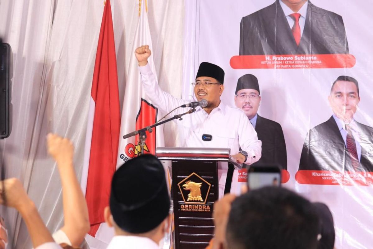 Sambutan Ketua Gerindra Jatim Anwar Sadad usai melantik(Foto: Dok. Gerindra Jatim/jatimnow.com)