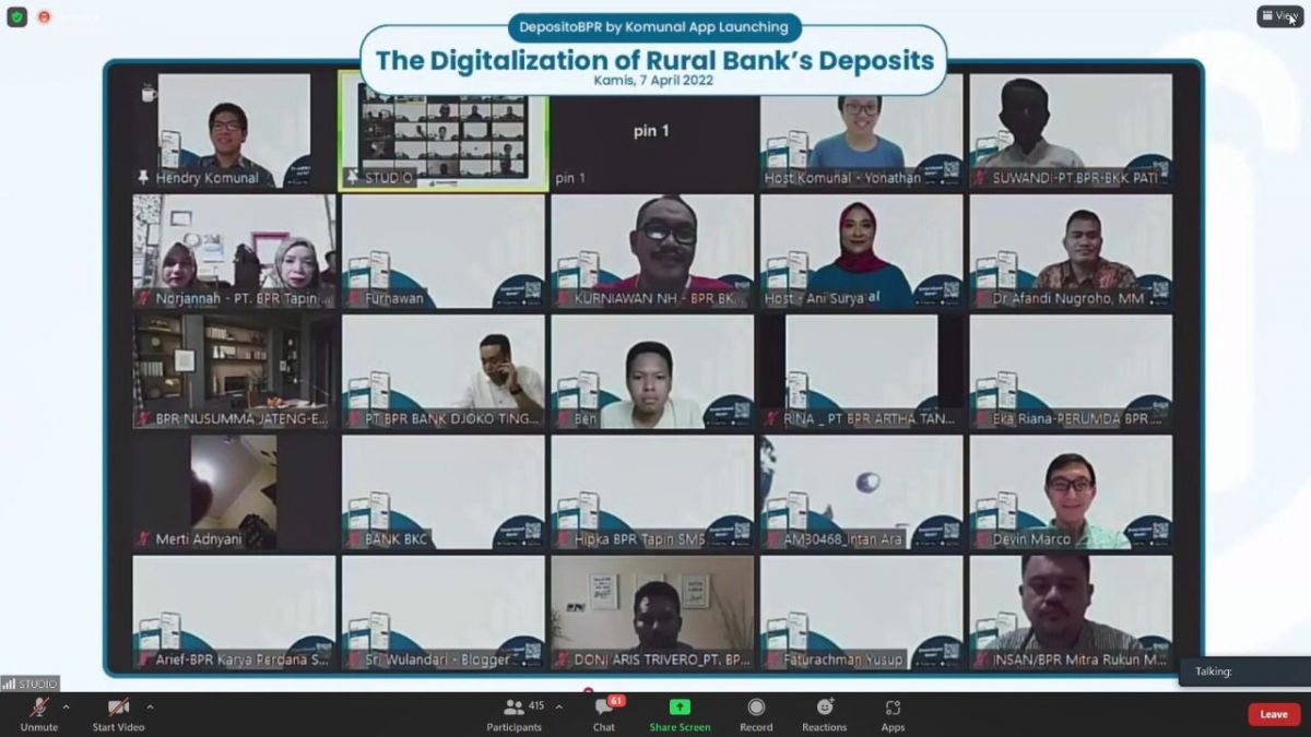 Peluncuran aplikasi DepositoBPR ini digelar saat acara “The Digitalization of Rural Bank’s Deposits”. (Foto: tangkapan layar)