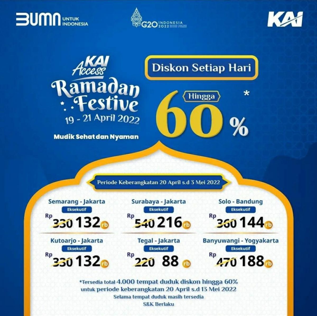 Promo tiket KA selama masa angkutan Lebaran 2022.(Foto: Humas PT KAI Daop 8 Surabaya)