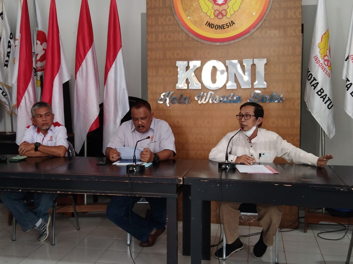 Konferensi pers KONI Kota Batu. (Foto: Galih Rakasiwi/jatimnow.com)