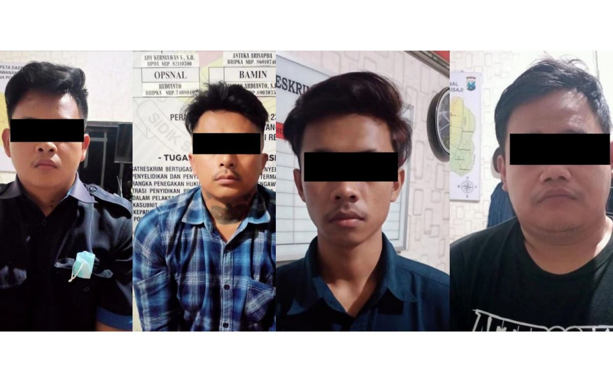 Tersangka RAP, SYD (bertato), HR dan IA