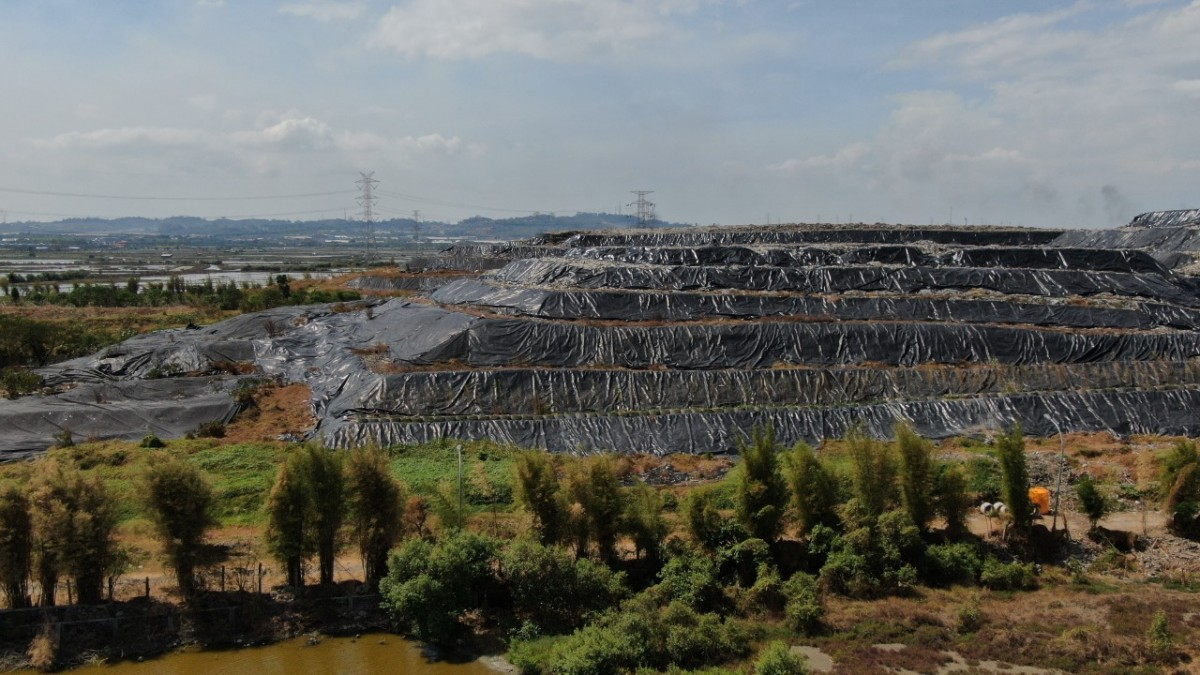 Penampakan TPA Benowo tertutup geomembran.(Foto: Pemkot Surabaya for jatimnow.com)