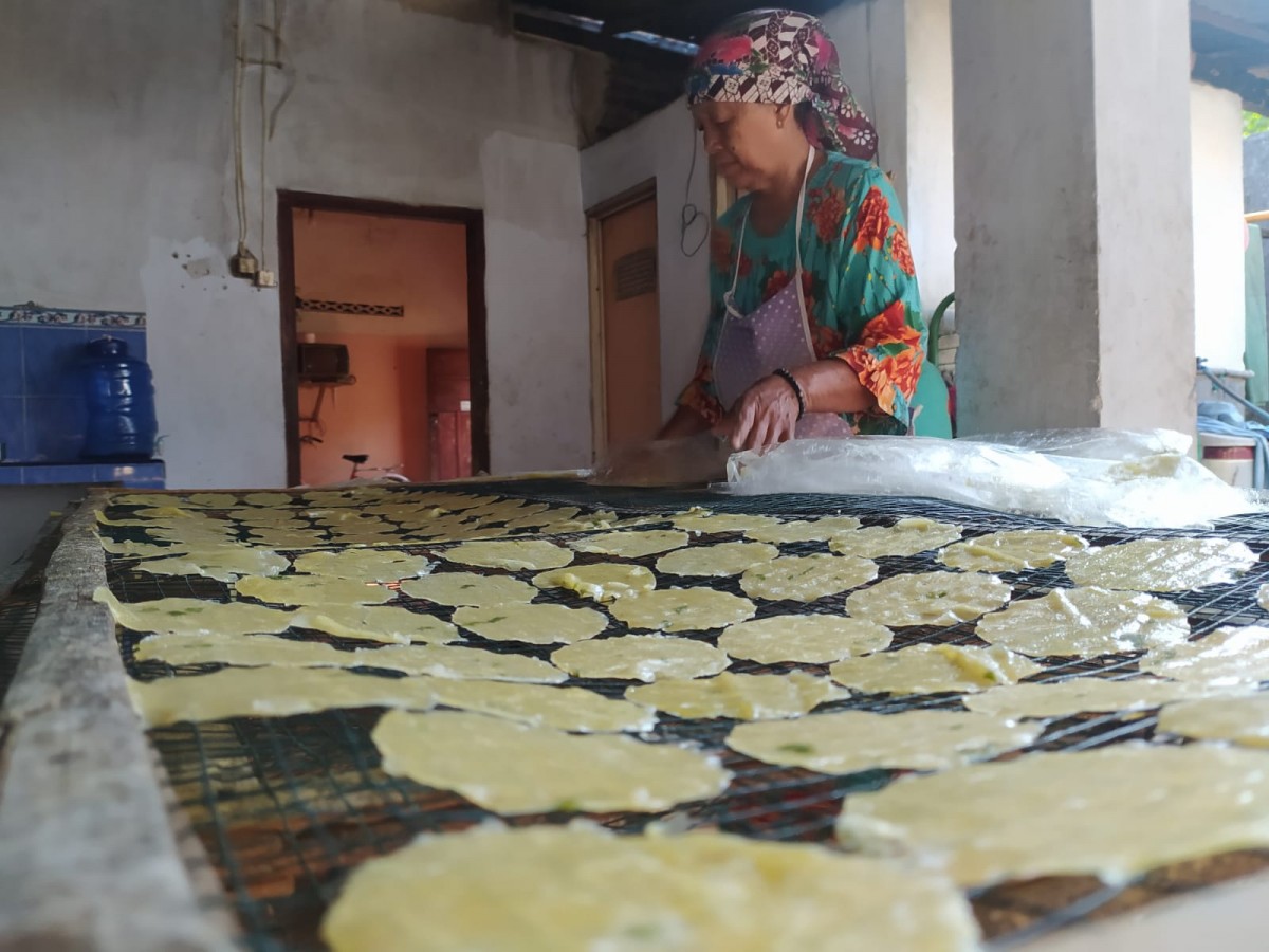 Keripik samiler yang dikeringkan dengan memanfaatkan sinar matahari.(Foto: Elok Aprianto)