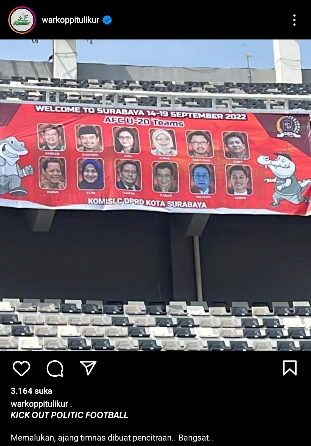 Tangkapan layar unggahan medsos spanduk DPRD Surabaya (Foto: Bak/jatimnow.com)