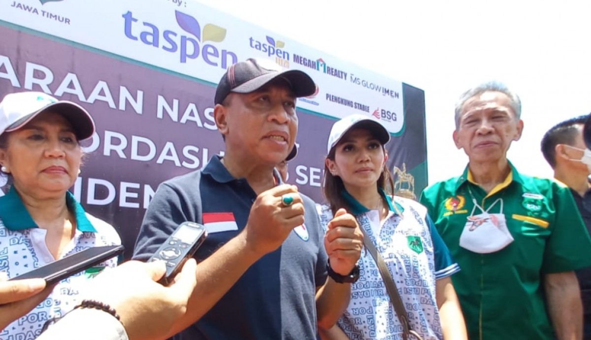 Menteri Pemuda dan Olahraga (Menpora), Zainudin Amali usai membuka Kejurnas Pacuan Kuda Seri II Piala Presiden di Pasuruan