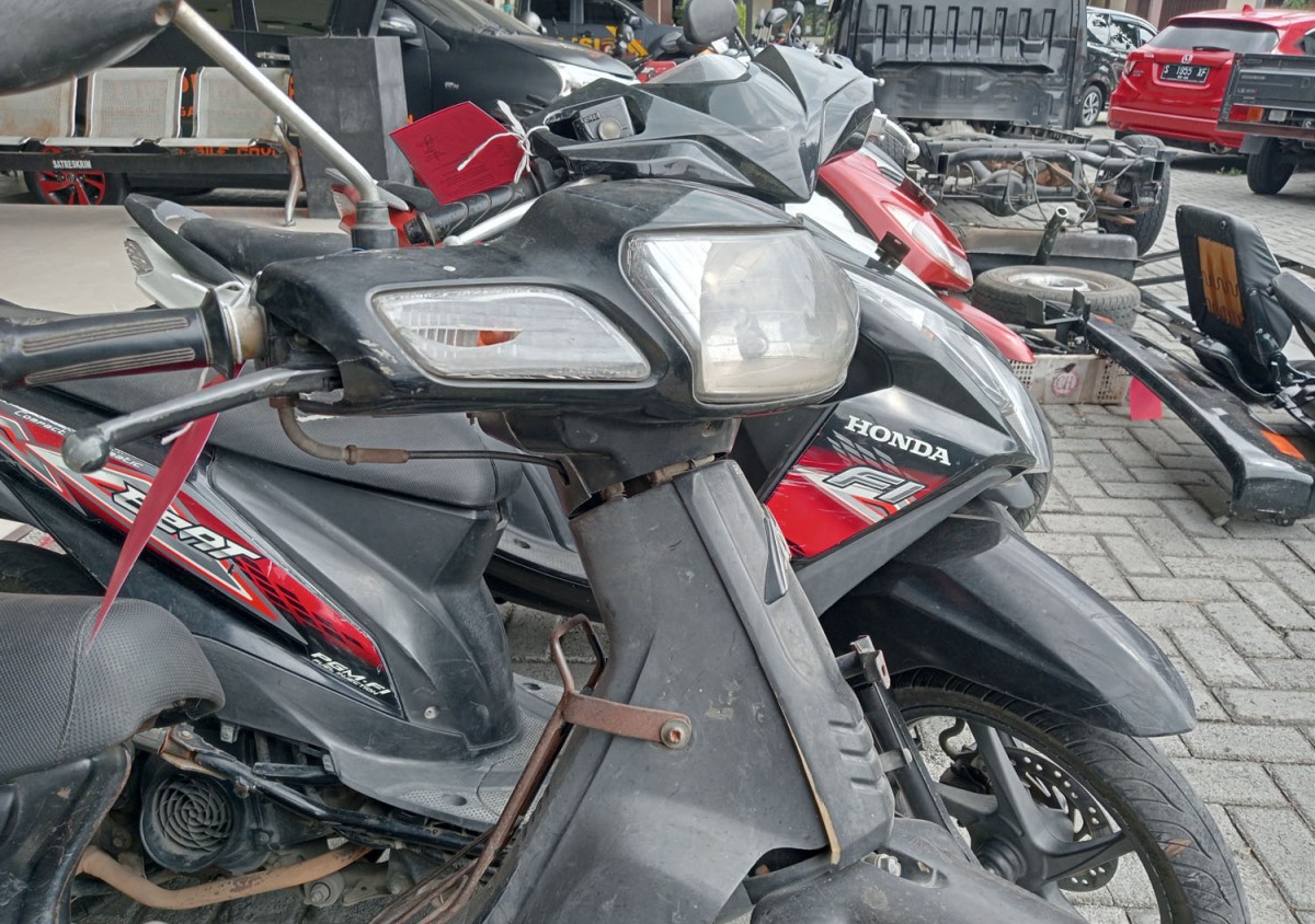 Sejumlah motor yang dicuri pelaku disita Satreskrim Polres Jombang, salah satunya milik marbot (Foto: Elok Aprianto/jatimnow.com)