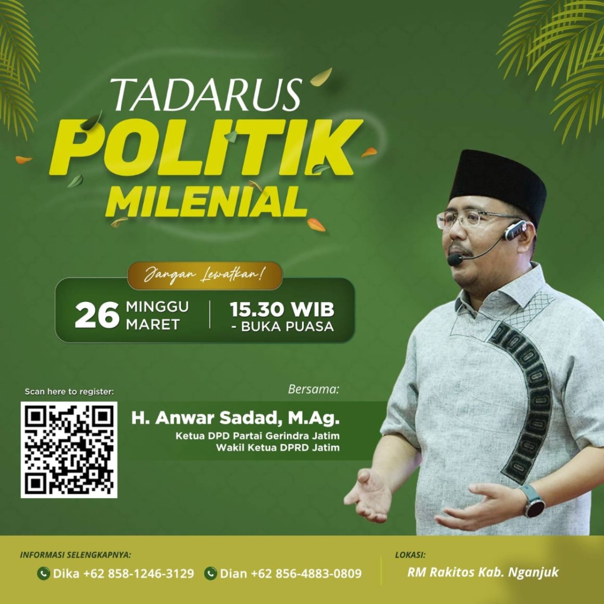 Tadarus Politik Millenial yang dilakukan Anwar Sadad. (foto: Gerindra Jatim for jatimnw.com)