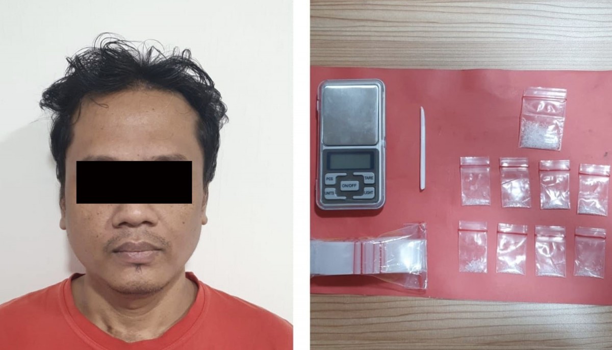 Pengedar narkoba saat diamankan bersama barang bukti (Foto: Polres Pelabuhan Tanjung Perak Surabaya)
