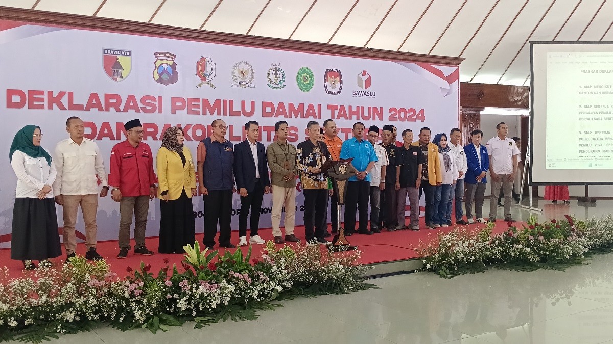 Suasana Deklarasi pemilu Damai 2024 di Bojonegoro (Misbahul Munir/jatimnow.com) 
