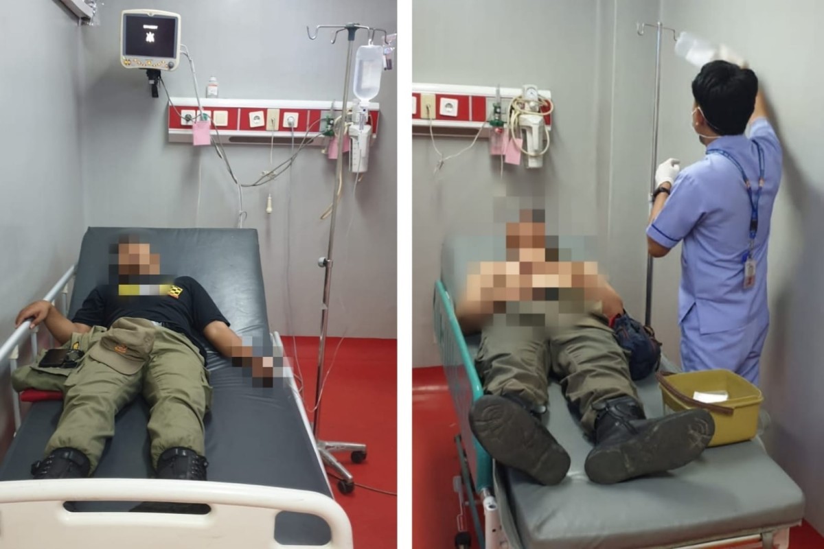 Personel Satpol PP Surabaya saat mendapat perawatan. (Foto: Humas Pemkot Surabaya)