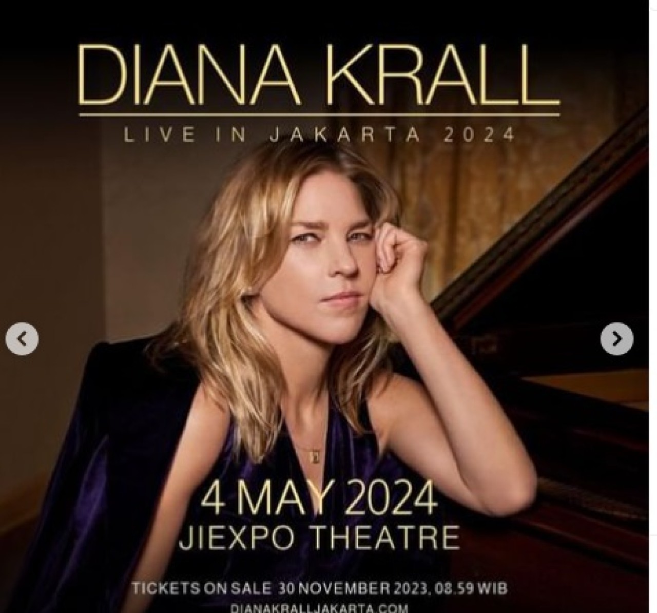 Diana Krall (Foto: Instagram @evenguideindonesia)