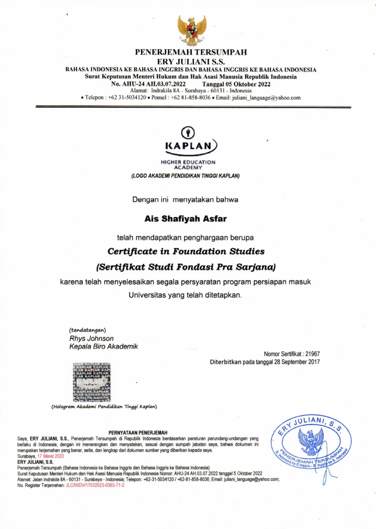 Ijazah Ning Ais (dok.jatimnow.com)