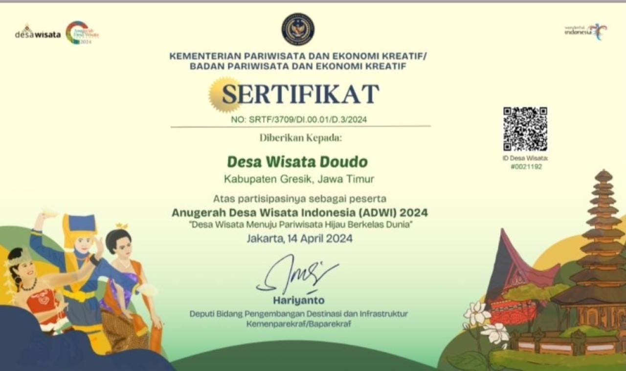 Penghargaan Kemenparekraf untuk Desa Doudo.