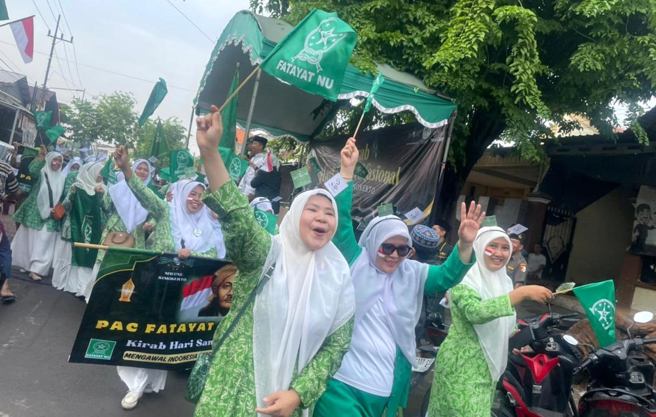 Kirab Resolusi Jihad yang digelar pada Sabtu (25/10/2025). (Foto: MWCNU for JatimNow.com)
