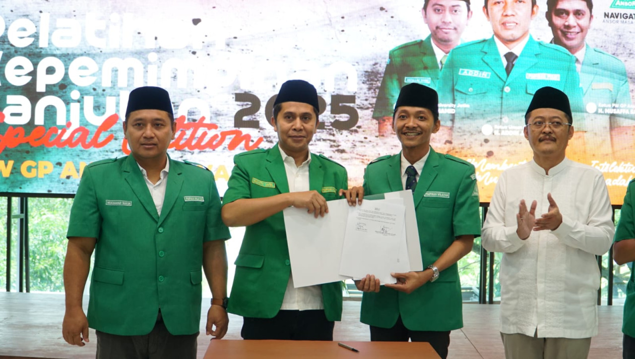Foto: Nota Kesepahaman MoU antara Unisda Lamongan dan PW GP Ansor Jatim. (Adyad Ammy Iffansah/jatimnow.com)   