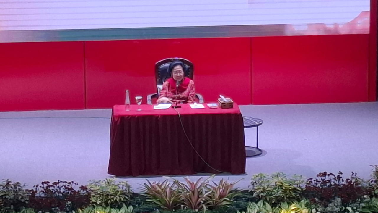 Foto: Megawati saat menjadi keynote speaker di Blitar. (Bramanta/jatimnow.com