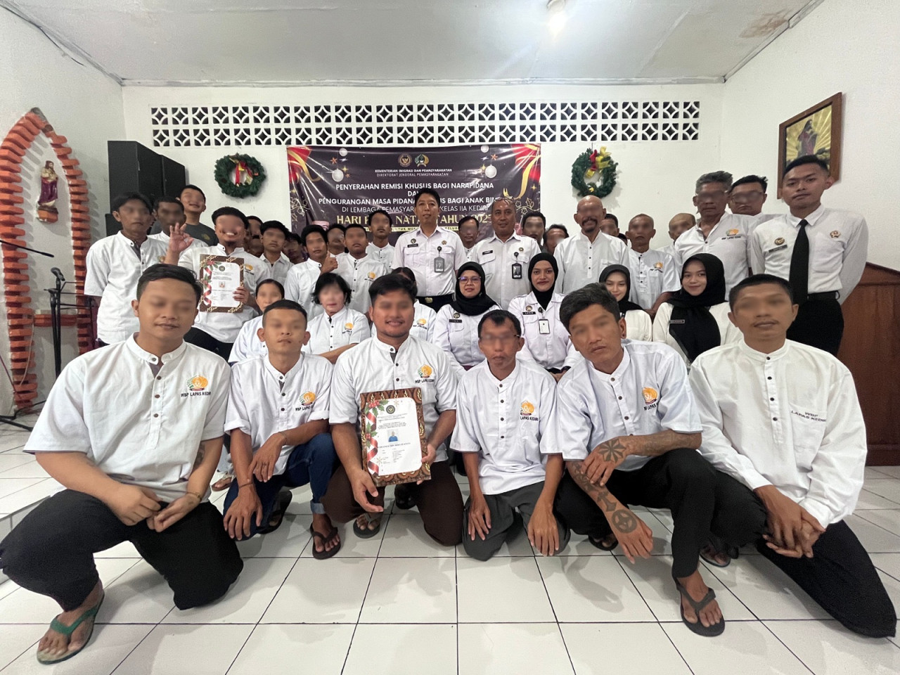 Perayaan natal di Lapas Kediri. (Foto: Lapas Kediri for jatimnow.com)