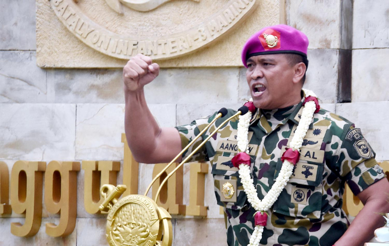 Kolonel Marinir Aang Andy Warta resmi nahkodai Brigif 2 Marinir. (Foto: Ainul Yakin for JatimNow.com)