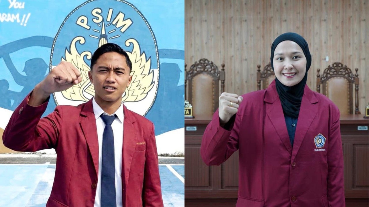 Timnas Voli Putri, Eris Septia Wulandari, dan Kiper PSIM Jogja, Khairul Fikri, resmi dikukuhkan sebagai mahasiswa baru Universitas Muhammadiyah Surabaya (UMSURA). (Foto/Dokumentasi UMSURA)