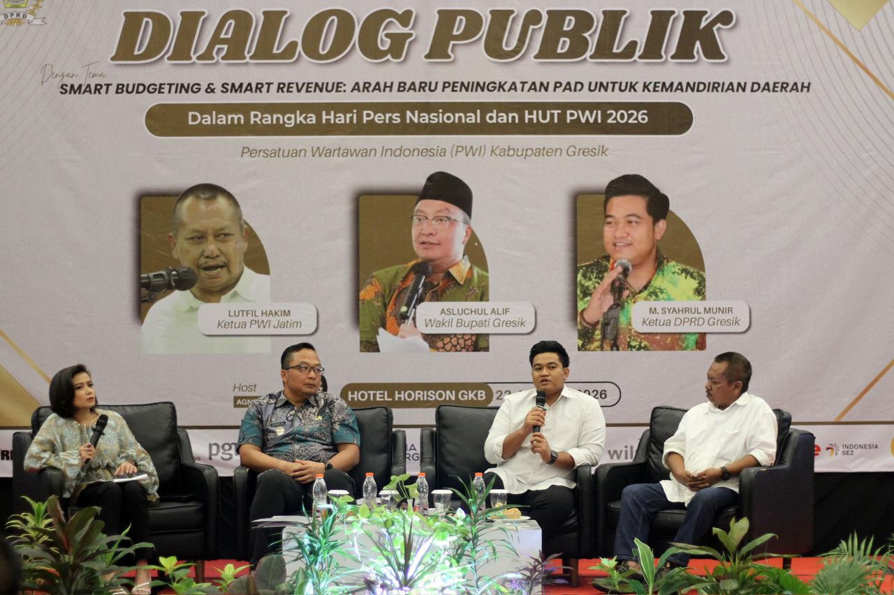 Acara Dialog Publik bertajuk Peningkatan PAD untuk Kemandirian Daerah yang diselenggarakan PWI dan DPRD Gresik. (Foto: Sahlul Fahmi/jatimnow.com)
