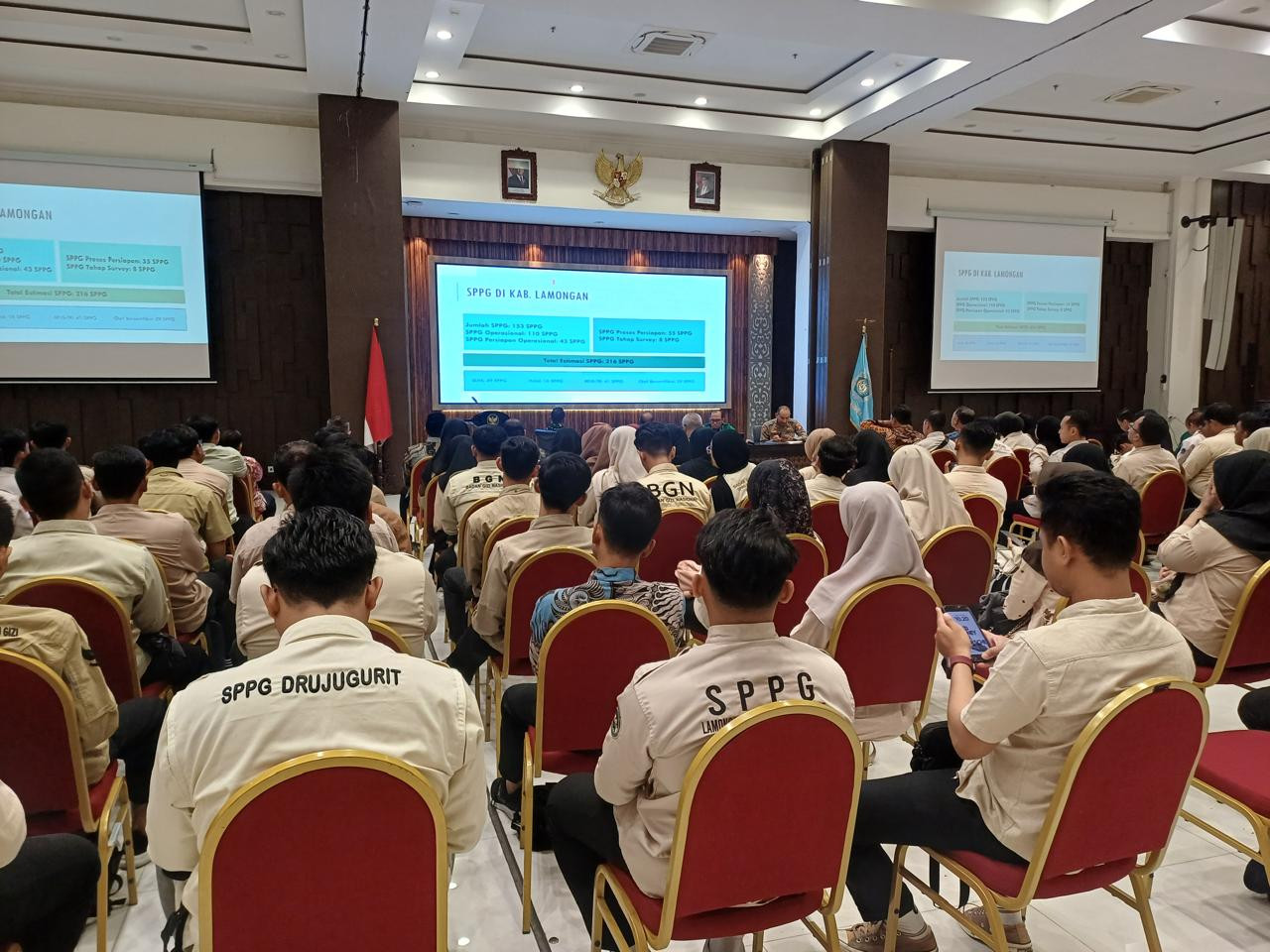 Satgas MBG Lamongan saat mengumpulkan Kepala SPPG merespon banyaknya keluhan masyarakat. (Foto: Adyad Ammy Iffansah/jatimnow.com)