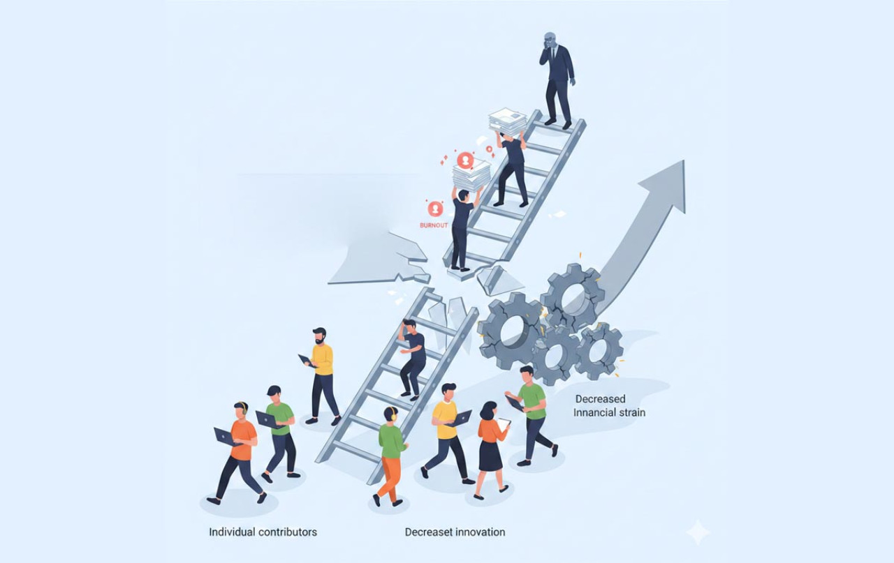 Riset tunjukkan Gen Z mulai hindari posisi manajer. Pakar Manajemen Ubaya ingatkan risiko krisis kepemimpinan dan burnout bagi perusahaan. (Foto: Ilustrasi/Gemini)