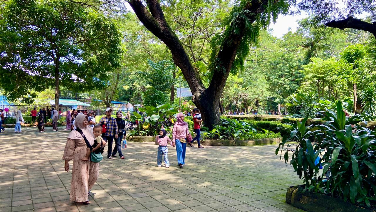Suasana asri di Kebun Binatang Surabaya.